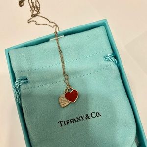 Tiffany & Co. Double Heart Tag Pendant Necklace